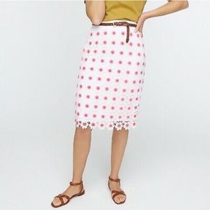 J. Crew pencil skirt with floral crochet